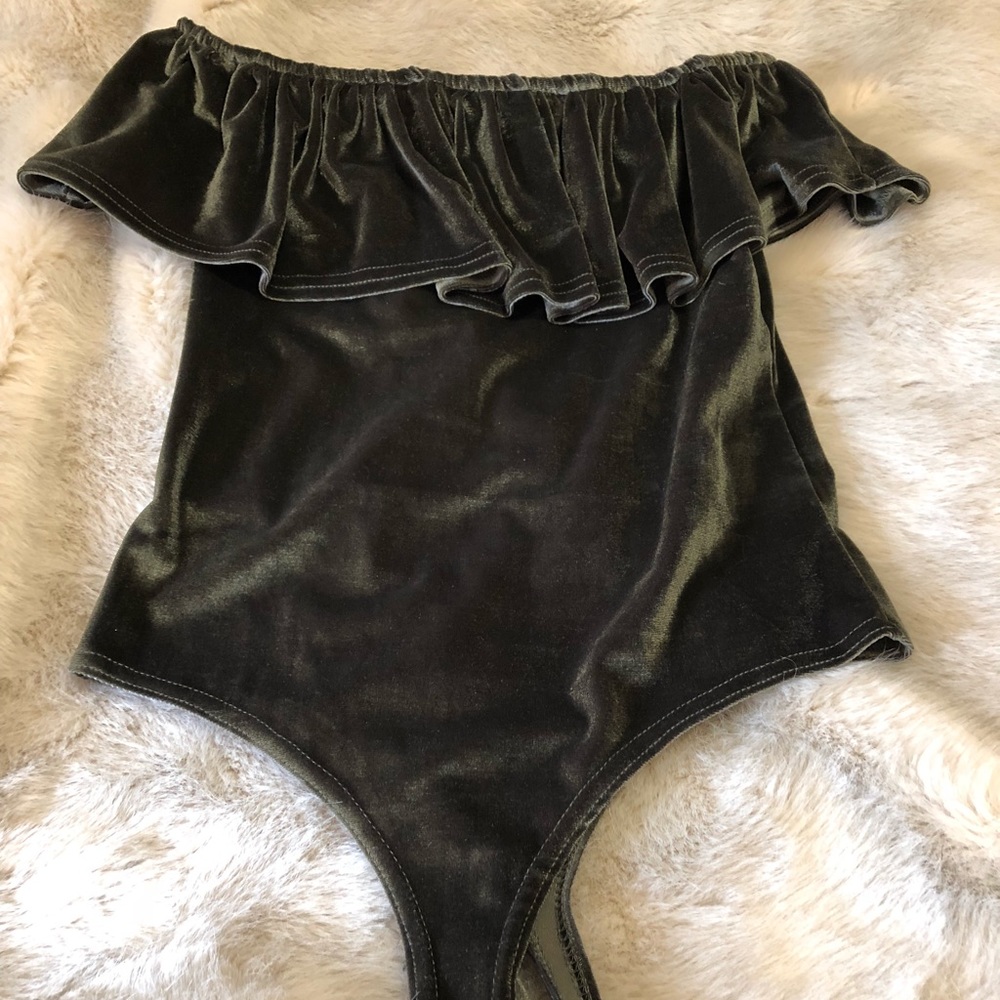 Necessary Clothing Velvet Off the Shoulder Top